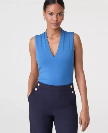 Ann Taylor Tops And Blouses|Sleeveless V-Neck Top Refreshingly Blue