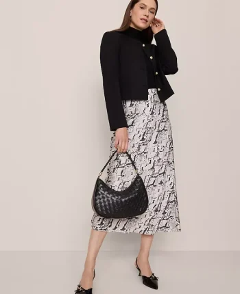 Ann Taylor Skirts|Snake Print Satin Bias Slip Skirt Winter White
