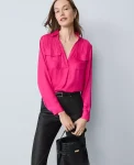 Ann Taylor Tops And Blouses|Soft Drapey Camp Shirt Electric Pink