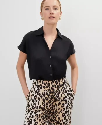 Ann Taylor Tops And Blouses|Split Neck Blouse Black