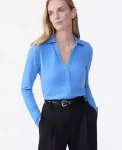 Ann Taylor Tops And Blouses|Split Neck Button Down Shirt Cool Azure