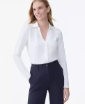 Ann Taylor Tops And Blouses|Split Neck Button Down Shirt Winter White