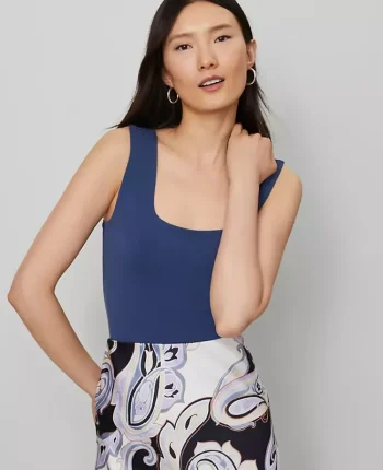 Ann Taylor Tops And Blouses|Square Neck Tank Top Faded Denim