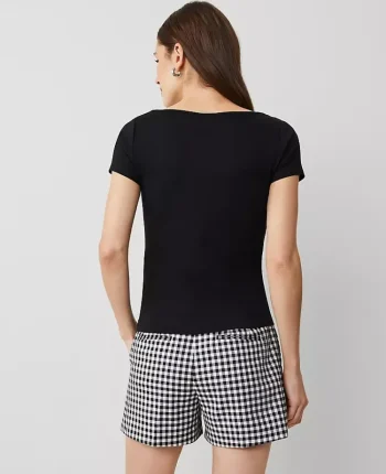 Ann Taylor Tops And Blouses|Square Neck Tee Black