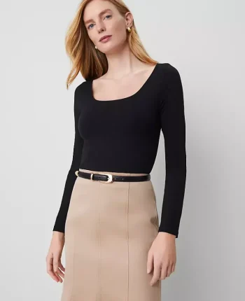 Ann Taylor Tops And Blouses|Square Neck Top Black