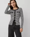Ann Taylor Tops And Blouses|Stripe Button Knit Jacket Black/White