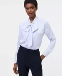 Ann Taylor Tops And Blouses|Striped Bow Blouse Powdered Periwinkle