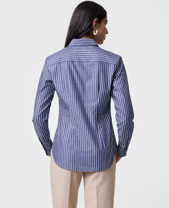 Ann Taylor Tops And Blouses|Striped Perfect Shirt Ultramarine/White Combo