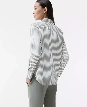 Ann Taylor Tops And Blouses|Striped Relaxed Perfect Shirt Dried Moss
