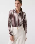 Ann Taylor Tops And Blouses|Striped Relaxed Perfect Shirt Deep Bronze