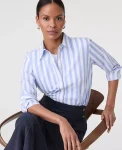 Ann Taylor Tops And Blouses|Striped Relaxed Perfect Shirt Calm Water Blue