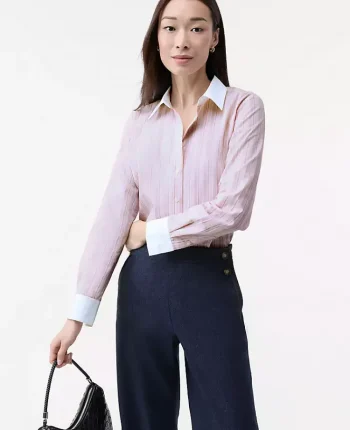 Ann Taylor Tops And Blouses|Striped Relaxed Perfect Shirt Faint Lilac