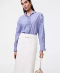 Ann Taylor Tops And Blouses|Striped Ruffle Shirt Blue White Stripe