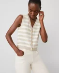 Ann Taylor Tops And Blouses|Striped V-Neck Vest Toasted Oat