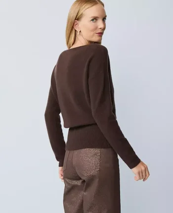Ann Taylor Cashmere|Sweaters|Studio Collection Cashmere Off-The-Shoulder Sweater Pure Chocolate
