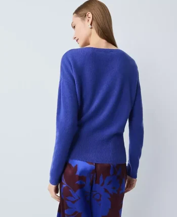 Ann Taylor Cashmere Sweaters|Cashmere|Studio Collection Cashmere Off-The-Shoulder Sweater Vivid Blue