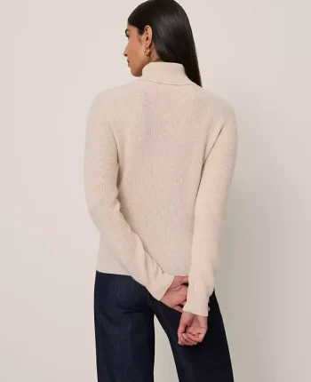 Ann Taylor Cashmere|Sweaters|Studio Collection Cashmere Ribbed Turtleneck Sweater Neutral