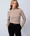 Ann Taylor Cashmere|Sweaters|Studio Collection Cashmere Ribbed Turtleneck Sweater Mushroom Melange