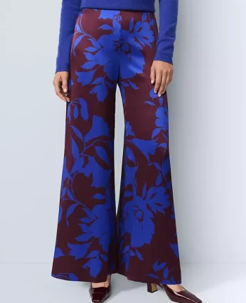 Ann Taylor Pants|Studio Collection Floral Silk Palazzo Pant Deep Cabernet