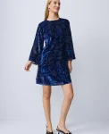 Ann Taylor Dresses|Studio Collection Velvet Paisley Shift Dress Night Sky