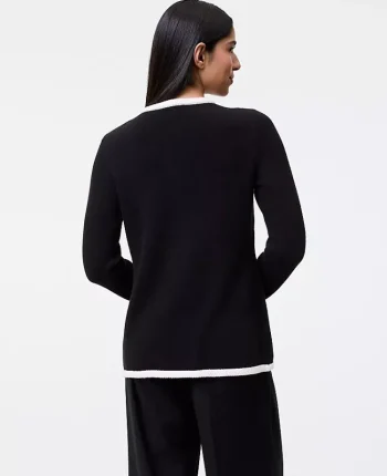 Ann Taylor Sweaters|All Sweaters|Textured Trim Sweater Jacket Black