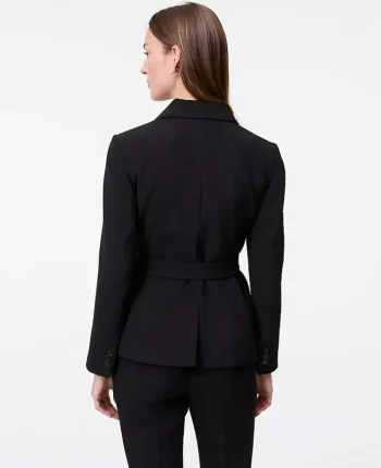 Ann Taylor Jackets And Blazers|Suits|The Belted Blazer In Fluid Crepe Black