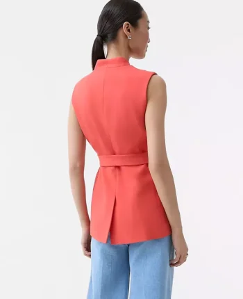 Ann Taylor Jackets And Blazers|The Belted Long Vest Fiery Sunset