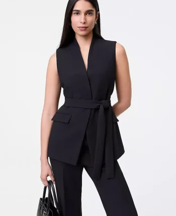 Ann Taylor Jackets And Blazers|The Belted Long Vest Black