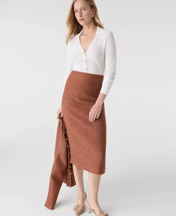 Ann Taylor Skirts|The Column Midi Skirt In Tweed Spiced Cider