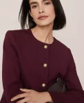Ann Taylor Jackets And Blazers|Suits|The Crew Neck Jacket In Ponte Poised Plum