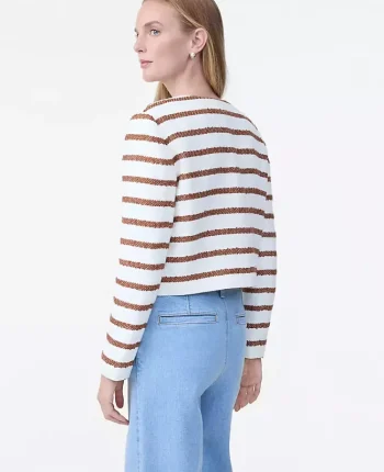 Ann Taylor Jackets And Blazers|The Crew Neck Jacket In Striped Tweed Tortoise Shell