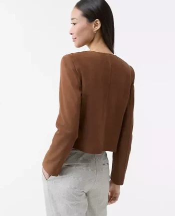 Ann Taylor Jackets And Blazers|The Crew Neck Jacket In Suede Rich Umber