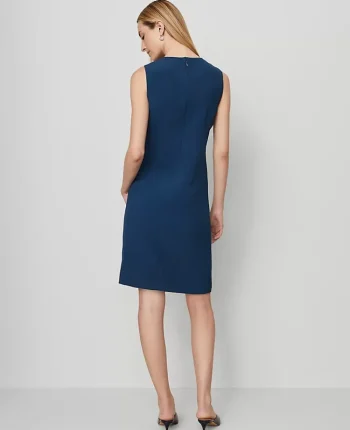 Ann Taylor Suits|Suits|The Crew Neck Shift Dress In Fluid Crepe Moonlit Backdrop
