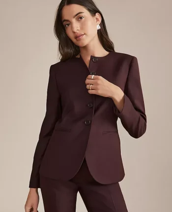 Ann Taylor Jackets And Blazers|Suits|The Curved Hem Jacket Classic Burgundy