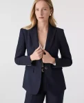 Ann Taylor Jackets And Blazers|Suits|The Dotted Long Blazer Navy Woven Pin Dot
