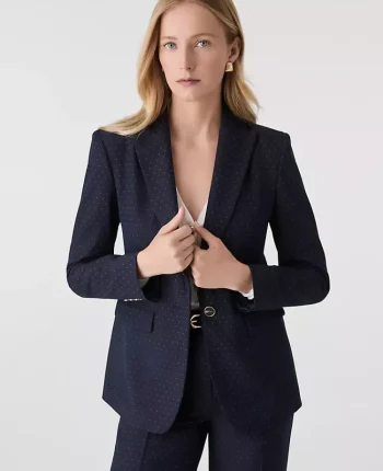 Ann Taylor Jackets And Blazers|Suits|The Dotted Long Blazer Navy Woven Pin Dot