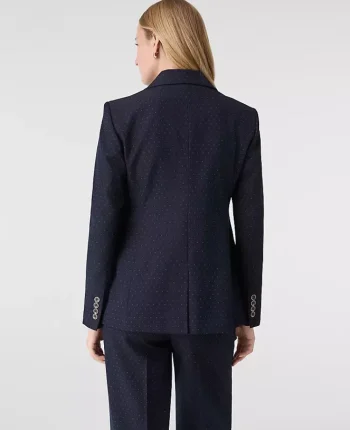 Ann Taylor Jackets And Blazers|Suits|The Dotted Long Blazer Navy Woven Pin Dot