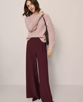 Ann Taylor Pants|The Dramatic Wide Leg  Pant In Crepe Poised Plum