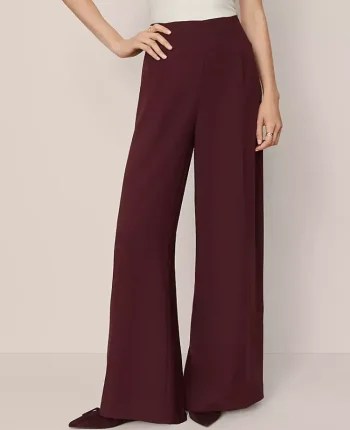 Ann Taylor Pants|The Dramatic Wide Leg  Pant In Crepe Poised Plum