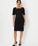 Ann Taylor Suits|Suits|The Elbow Sleeve Square Neck Dress In Seasonless Stretch Core Black