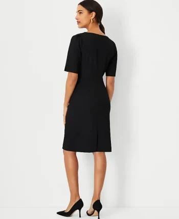 Ann Taylor Suits|Suits|The Elbow Sleeve Square Neck Dress In Seasonless Stretch Core Black