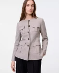 Ann Taylor Jackets And Blazers|The Fitted Crew Neck Jacket In Herringbone Mixed Tan