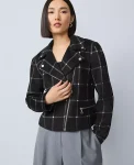 Ann Taylor Jackets And Blazers|The Fitted Moto Jacket In Windowpane Black