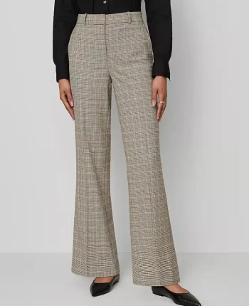 Ann Taylor Suits|Suits|The Flare Trouser In Plaid - Curvy Fit Copper/Cream Multi