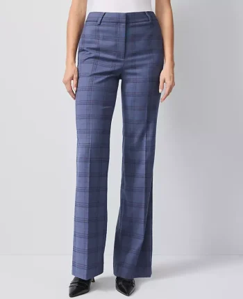 Ann Taylor Suits|Suits|The Flare Trouser In Plaid - Curvy Fit Blue Plaid Multi