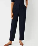Ann Taylor Suits|Suits|The High Rise Pleated Taper Pant In Seasonless Stretch Deep Navy Sky