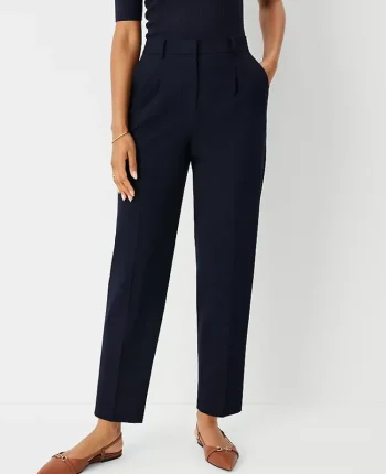 Ann Taylor Suits|Suits|The High Rise Pleated Taper Pant In Seasonless Stretch Deep Navy Sky