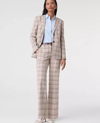 Ann Taylor Suits|Suits|The Jayne Trouser In Plaid Tan/Navy Plaid
