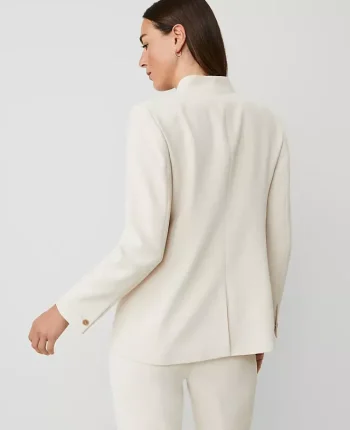 Ann Taylor Jackets And Blazers|Suits|The Long Collarless Blazer In Fluid Crepe Ivory Whisper