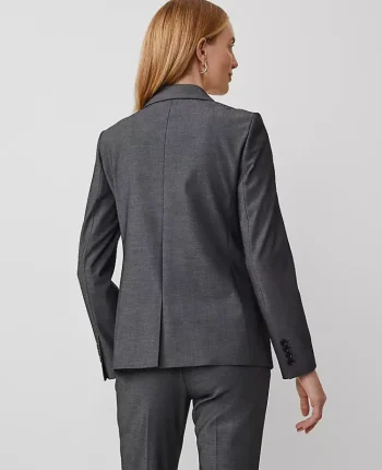 Ann Taylor Jackets And Blazers|Suits|The Long One Button Blazer In Bi-Stretch Dark Grey